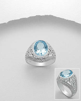 "IN STOCK!!"  Solid 925 Sterling Silver and Topaz Gemstone Ring Size 7