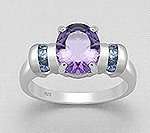 "IN STOCK!!"  Solid 925 Sterling Silver, Amethyst and Tanzanite Real Gemstone Ring Size 8