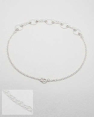"IN STOCK!!"  Sterling silver anklet decorated with small circles & balls