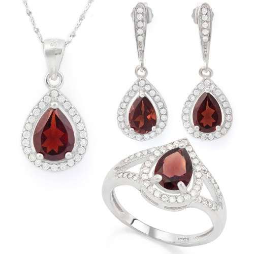 "IN STOCK!!"  MASSIVE 3 1/2 CARAT GARNET 925 STERLING SILVER SET