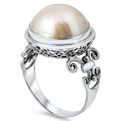 **IN STOCK!!** GORGEOUS MABE SOLID STERLING SILVER RING SIZE 7
