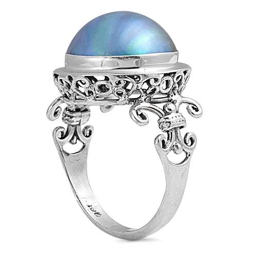 **IN STOCK!!** GORGEOUS BLUE MABE SOLID STERLING SILVER RING SIZE 6