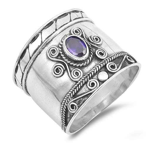 **IN STOCK!!** GORGEOUS AMETHYST SOLID STERLING SILVER RING SIZE 9