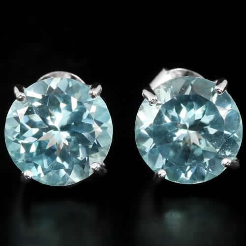 **IN STOCK!!** REAL STONES!!** GENUINE 10 MM. AAA SKY BLUE TOPAZ ROUND STERLING 925 SILVER EARRING