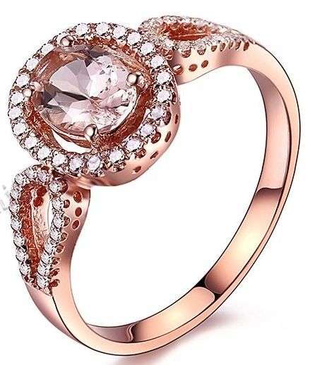 **IN STOCK!!** REAL STONES!!** 7x5mm Pink Morganite Natural Diamonds Ring Engagement Wedding 10
