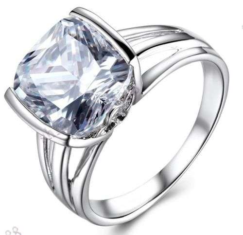 **IN STOCK!!** Sterling Silver Tension Cushion 9x9mm 8ct Flawless Cubic Zirconia Wedd
