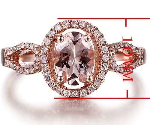 **IN STOCK!!** REAL STONES!!** 7x5mm Pink Morganite Natural Diamonds Ring Engagement Wedding 10