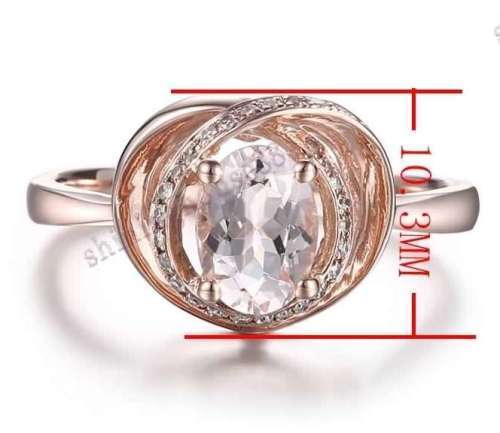 **IN STOCK!!** REAL STONES!!**Oval 7x5mm Pink Morganite Natural SI/H Diamonds Gemstone Ring 10K Rose