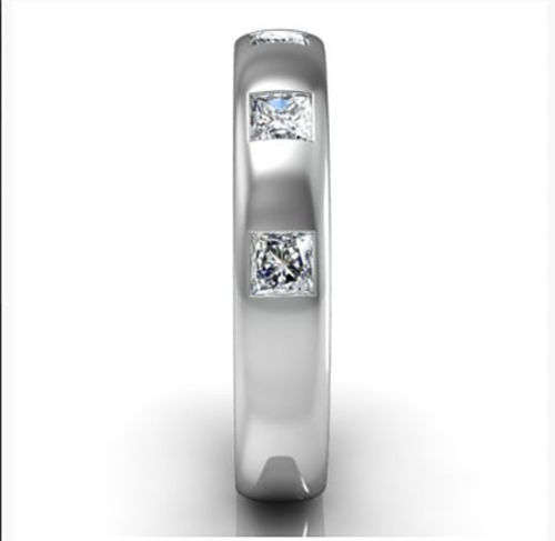 SOLID 18K Gold 5-stone Natural Diamond Eternity Wedding Ring