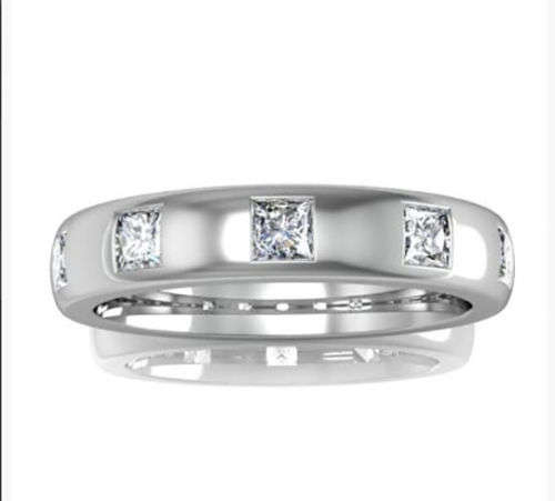 SOLID 18K Gold 5-stone Natural Diamond Eternity Wedding Ring