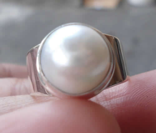 ***IN STOCK!!*** 925 Sterling Silver Bali Handcrafted Ring Round Mabe Pearl Size 8