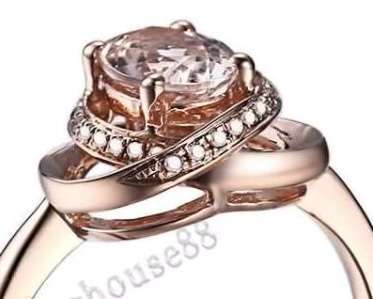 **IN STOCK!!** REAL STONES!!**Oval 7x5mm Pink Morganite Natural SI/H Diamonds Gemstone Ring 10K Rose