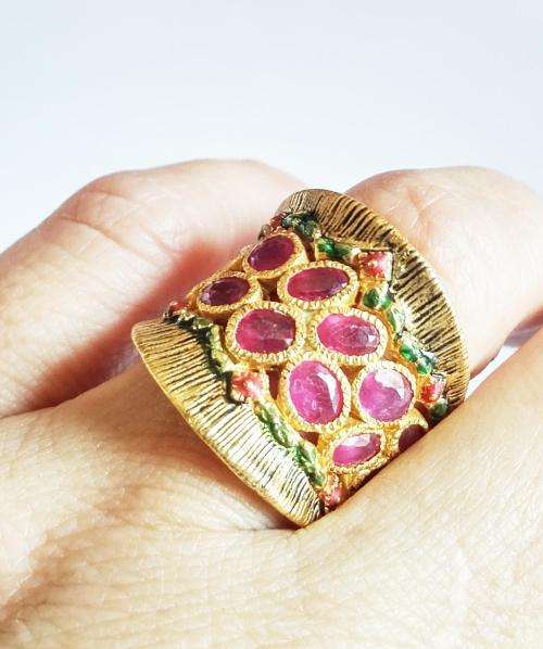 ***IN STOCK***925 STERLING SILVER COATED WITH 22CT GOLD, RUBY RING HANDMADE IN MUSCAT, OMAN.