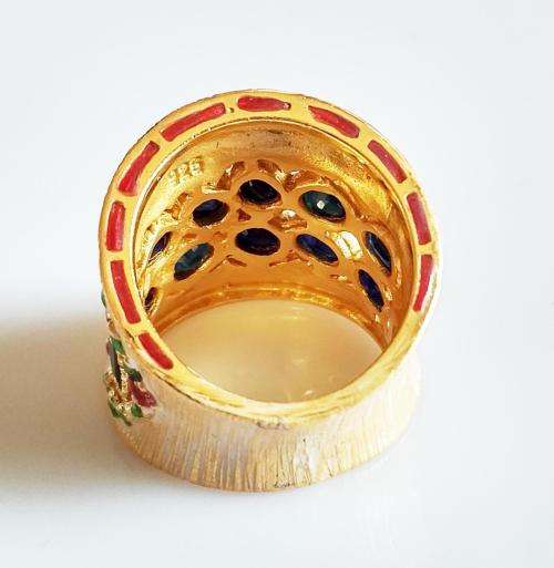 ***IN STOCK***925 STERLING SILVER COATED WITH 22CT GOLD, SAPPHIRE RING HANDMADE IN MUSCAT, OMAN.