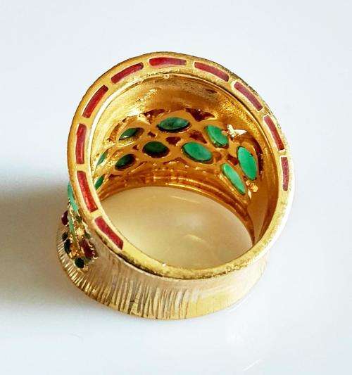 ***IN STOCK***925 STERLING SILVER COATED WITH 22CT GOLD, EMERALD RING HANDMADE IN MUSCAT, OMAN.