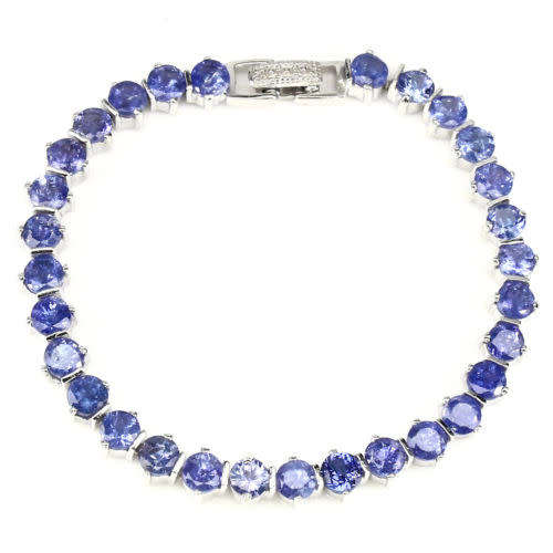 ***IN STOCK!!*** Rare Round 5mm Tennis Rich Blue Violet Tanzanite 925 Sterling Silver Bracelet 7.5in