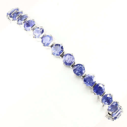 ***IN STOCK!!*** Rare Round 5mm Tennis Rich Blue Violet Tanzanite 925 Sterling Silver Bracelet 7.5in