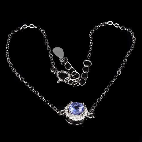 ***IN STOCK!!*** Elegant Round 5 Mm Blue Violet Tanzanite 925 Sterling Silver Bracelet