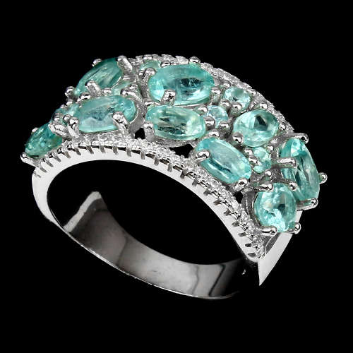 ***IN STOCK!!*** Real stones! Oval Cut 6x4 Mm Top Neon Blue Apatite 925 Sterling Silver Ring Sz 9