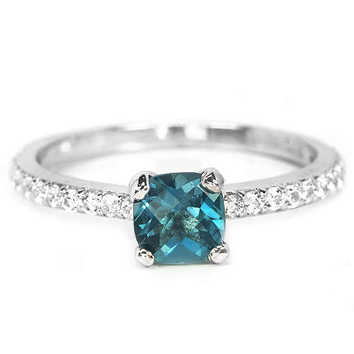 ***IN STOCK!!***REAL GEMSTONES***LONDON BLUE TOPAZ CHECKER BORD TABLE STERLING 925 SILVER RING