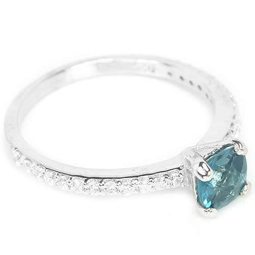 ***IN STOCK!!***REAL GEMSTONES***LONDON BLUE TOPAZ CHECKER BORD TABLE STERLING 925 SILVER RING