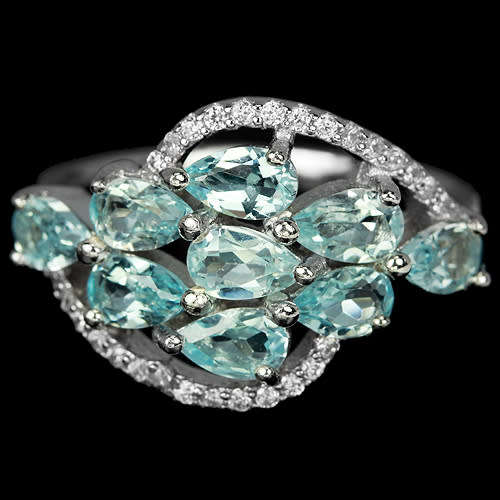 ***IN STOCK!!***REAL GEMSTONES***SKY BLUE TOPAZ PEAR STERLING 925 SILVER RING 8.25