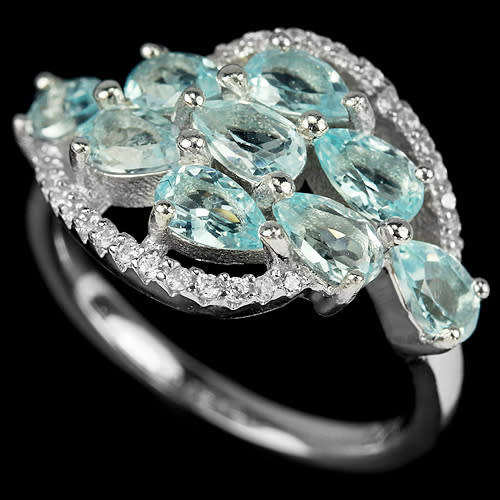 ***IN STOCK!!***REAL GEMSTONES***SKY BLUE TOPAZ PEAR STERLING 925 SILVER RING 8.25