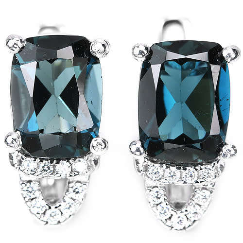 ***IN STOCK!!***REAL GEMSTONES***AAA LONDON BLUE TOPAZ STERLING 925 SILVER EARRING
