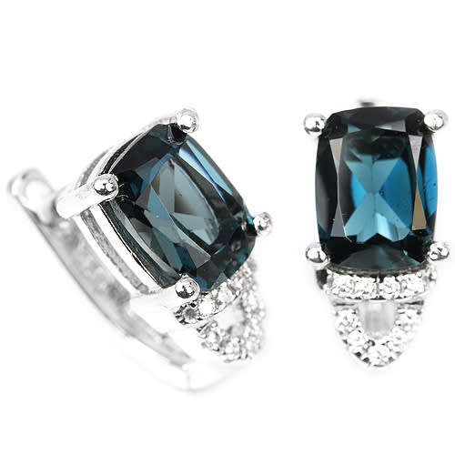 ***IN STOCK!!***REAL GEMSTONES***AAA LONDON BLUE TOPAZ STERLING 925 SILVER EARRING