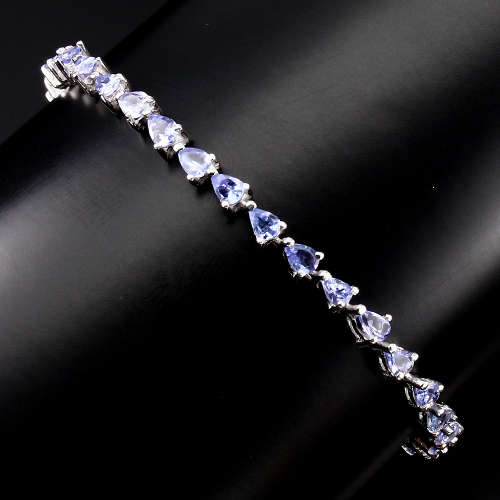 ***IN STOCK!!***REAL GEMSTONES***Top Nice Blue Violet Tanzanite 925 Sterling Silver Bracelet