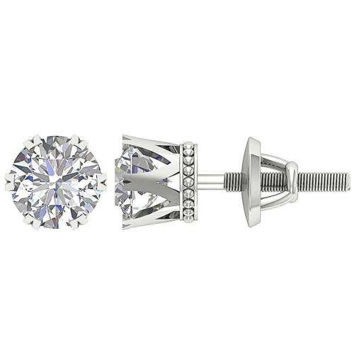 "CERTIFIED"   Designer Solitaire Studs Genuine Diamond Earrings SI1 G 1.10 Ct 14K Solid Gold