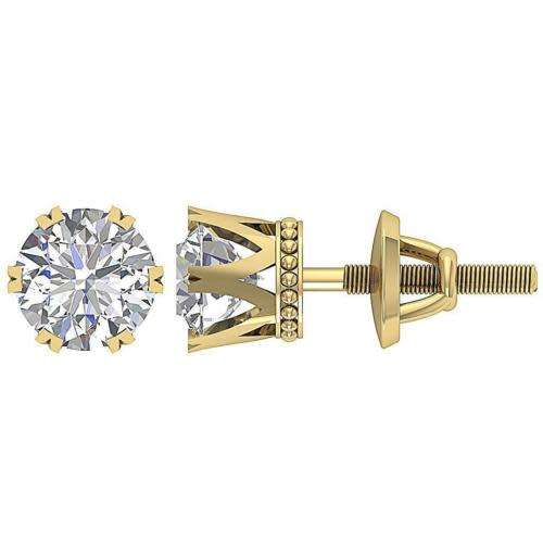 "CERTIFIED"   Designer Solitaire Studs Genuine Diamond Earrings SI1 G 1.10 Ct 14K Solid Gold
