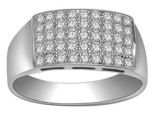 "CERTIFIED" VS1 E Natural Diamond 0.50 Ct 14K White Gold Mens Ring Engagement Pave Set 8.15m