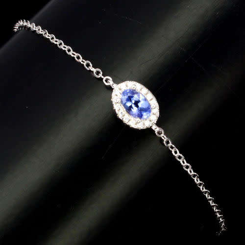 ***IN STOCK***REAL STONES!!!*** Oval 6x4mm Top Blue Violet Tanzanite 925 Sterling Silver Bracelet