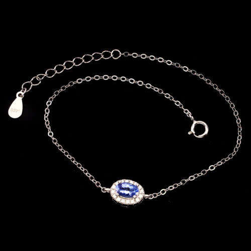 ***IN STOCK***REAL STONES!!!*** Oval 6x4mm Top Blue Violet Tanzanite 925 Sterling Silver Bracelet