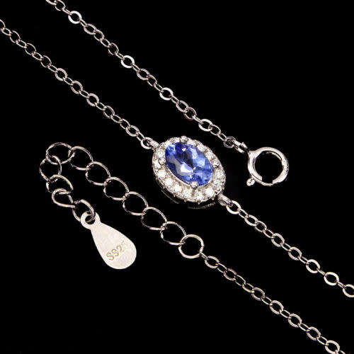 ***IN STOCK***REAL STONES!!!*** Oval 6x4mm Top Blue Violet Tanzanite 925 Sterling Silver Bracelet