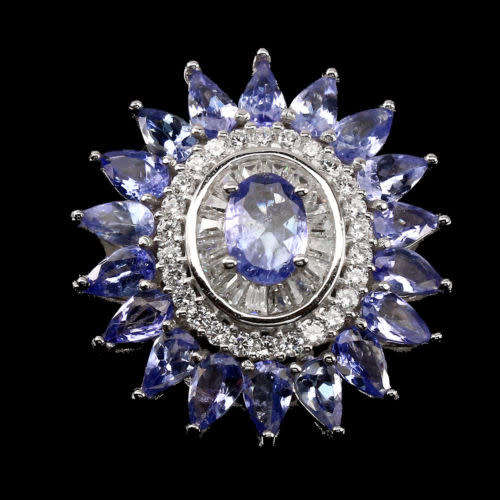 "IN STOCK"  7x5mm Top Blue Violet Tanzanite 925 Sterling Silver Ring 8