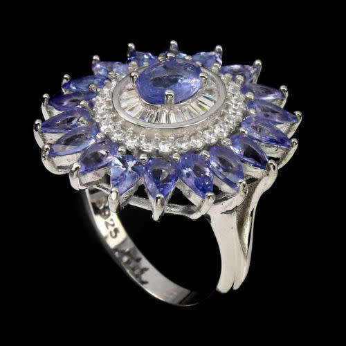"IN STOCK"  7x5mm Top Blue Violet Tanzanite 925 Sterling Silver Ring 8