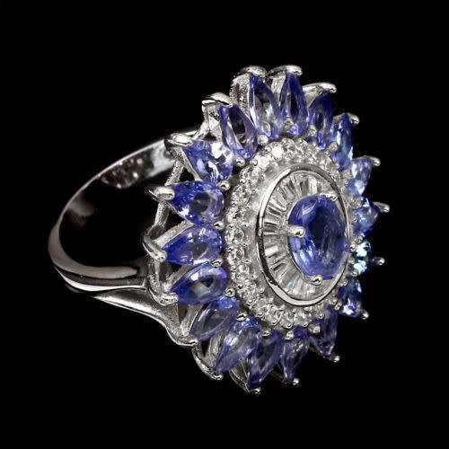 "IN STOCK"  7x5mm Top Blue Violet Tanzanite 925 Sterling Silver Ring 8
