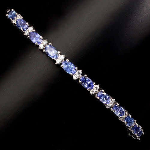 ***IN STOCK***REAL STONES!!!*** Oval 5x3mm Top Blue Violet Tanzanite 925 Sterling Silver Bracelet