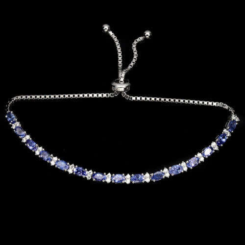 ***IN STOCK***REAL STONES!!!*** Oval 5x3mm Top Blue Violet Tanzanite 925 Sterling Silver Bracelet