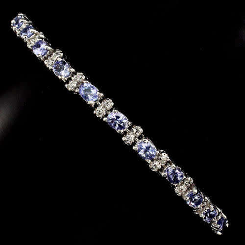***IN STOCK***REAL STONES!!!*** Oval 4x3mm Top Nice Blue Violet Tanzanite 925 Silver Bracelet