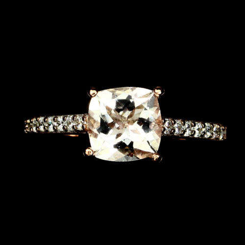 "IN STOCK"  Top Light Pink Morganite 925 Sterling Silver Ring 5.5