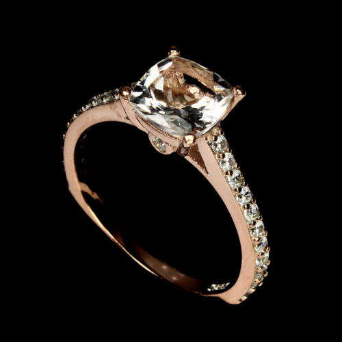 "IN STOCK"  Top Light Pink Morganite 925 Sterling Silver Ring 5.5