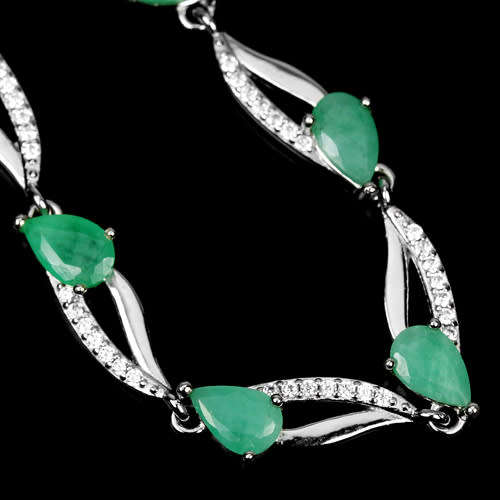 "IN STOCK"  EMERALD OVAL STERLING 925 SILVER BRACELET LENGHT 8.75
