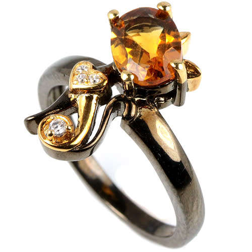 "IN STOCK"  ORANGISH YELLOW CITRINE STERLING 925 SILVER RING SIZE 6