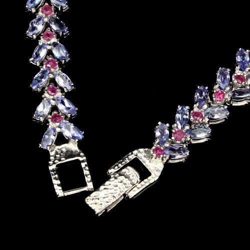 "IN STOCK" Marquise 4x2mm Blue Violet Tanzanite Ruby 925 Sterling Silver Bracelet
