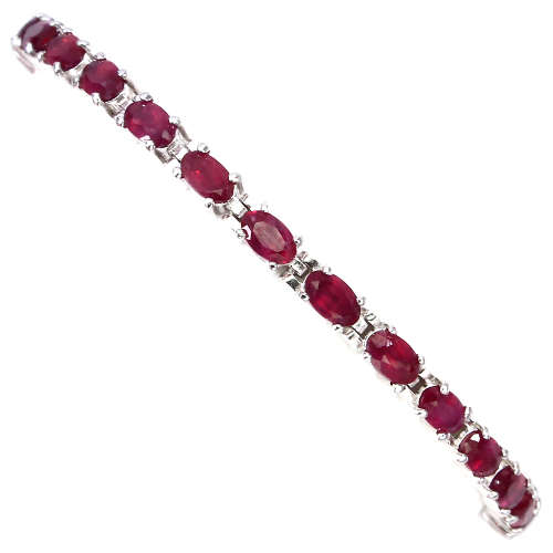 "IN STOCK" Oval Cut 5x3mm Top Blood Red Ruby 925 Sterling Silver Bracelet 7.5 In