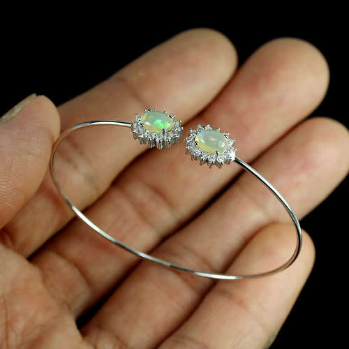 "IN STOCK" RAINBOW OPAL STERLING 925 SILVER CUFF BANGLE FREE SIZE