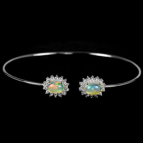 "IN STOCK" RAINBOW OPAL STERLING 925 SILVER CUFF BANGLE FREE SIZE